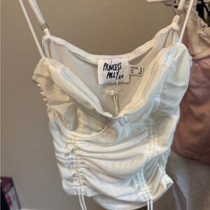 Princess Polly Cream Ruched Camisole